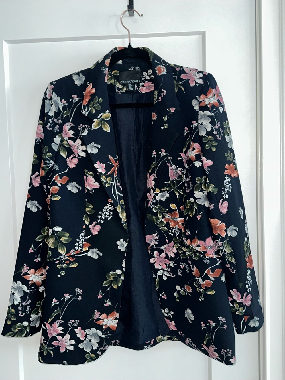 Cynthia Rowley /Floral Print Black Blazer Jacket